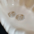 Chic Faux Pearl Hollow Flower Basket U Shaped Earrings, Light Luxury Floral Ear Cuffs view 4