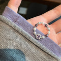 Light Luxury French Vintage Faux Pearl Zircon Square Elastic Index Finger Ring view 1
