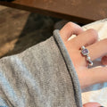 Light Luxury French Vintage Faux Pearl Zircon Square Elastic Index Finger Ring view 4