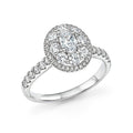 Silver Oval Pavé Cluster Ring In A Polished Decorative Design view 6