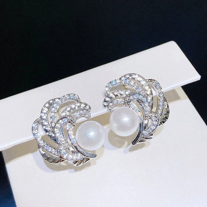 Irregular Niche Light Luxury Faux Pearl Stud Earrings For Women Elegant Evening Dress Jewelry