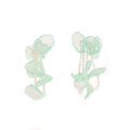Elegant Seaside Vacation Mint Blue Chiffon Flower Crystal Beaded Long Dangle Statement Earrings view 5