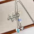 Glazed Glass Starfish Heart Square Round Pendant Necklace, Beach Vacation Minimalist Collarbone Jewelry view 4