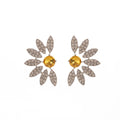 Elegant Luxury Daisy Flower Stud Earrings With Sparkling Rhinestone Petals And Yellow Crystal Center Earrings view 5
