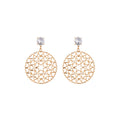 Luxury Gold Alloy Hollow Heart Oval Dangle With Crystal Rhinestone Stud Statement Women's Earrings view 5