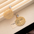 Luxury Gold Alloy Hollow Heart Oval Dangle With Crystal Rhinestone Stud Statement Women's Earrings view 4