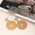 Luxury Gold Alloy Hollow Heart Oval Dangle With Crystal Rhinestone Stud Statement Women's Earrings view 2