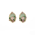 Vintage Monet Garden Green Enamel Pearl Studs With Purple Floral Rhinestone Alloy Elegant Earrings view 5
