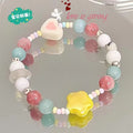 Summer Rainbow Mixed Material Star Elastic Beaded Bracelet For Women Sweet Fresh Colorful Design view 3