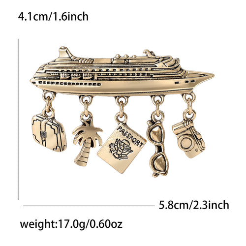 Alloy Boat Pendant Brooch Pin For Suit Shirt Decoration