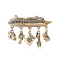 Alloy Boat Pendant Brooch Pin For Suit Shirt Decoration view 1