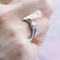 Silver Square Cluster Cubic Zirconia Bridal Two Ring Set view 3