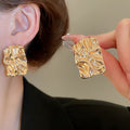 Light Luxury Geometric Wrinkled Square Alloy Stud Earrings With Silver Posts view 3