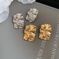 Light Luxury Geometric Wrinkled Square Alloy Stud Earrings With Silver Posts view 4