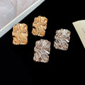 Light Luxury Geometric Wrinkled Square Alloy Stud Earrings With Silver Posts view 2