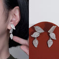 Sparkling Leaf Stud Earrings For Women, Light Luxury Forest Style Elegant Fashion Ear Jewelry view 2