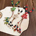 Ceramic Star Beaded Tassel Wax Cord Necklace, Dopamine Resort Style Collarbone Jewelry view 2