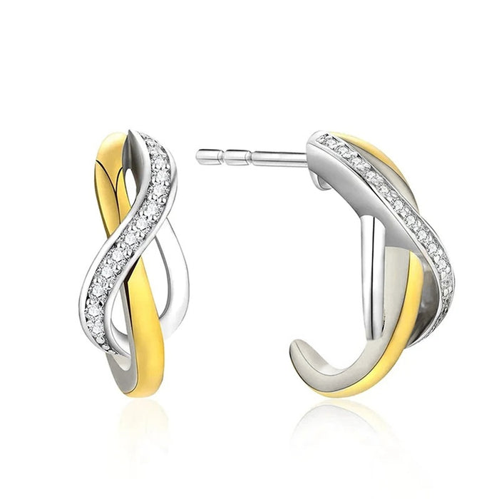 Hot Selling Two Tone Electroplated Metal Stud Earrings With Fashion Cross Design