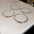 Alloy Silver Needle Rhinestone Cross Round Hoop Earrings Vintage European Style Women's Jewelry view 2