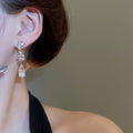 Alloy Rhinestone Wheat Waterdrop Tassel Drop Earrings Chic Geometric Style for Women view 3