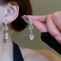Alloy Rhinestone Wheat Waterdrop Tassel Drop Earrings Chic Geometric Style for Women view 1