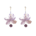 Sweet Resin Flower Zircon Silver Needle Drop Earrings For Women Fresh Minimalist Floral Jewelry view 5