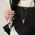 Copper Round Glass Bead Grape Cluster Necklace Minimalist Sweet Geometric Collarbone Chain view 1