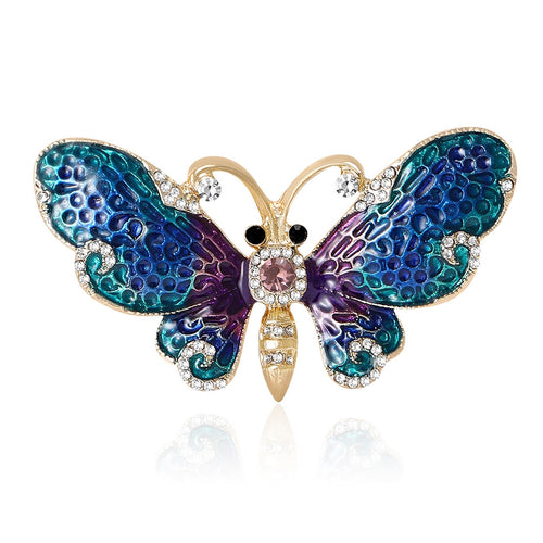 Alloy Colorful Rhinestone Butterfly Brooch Pin For Clothing Decoration