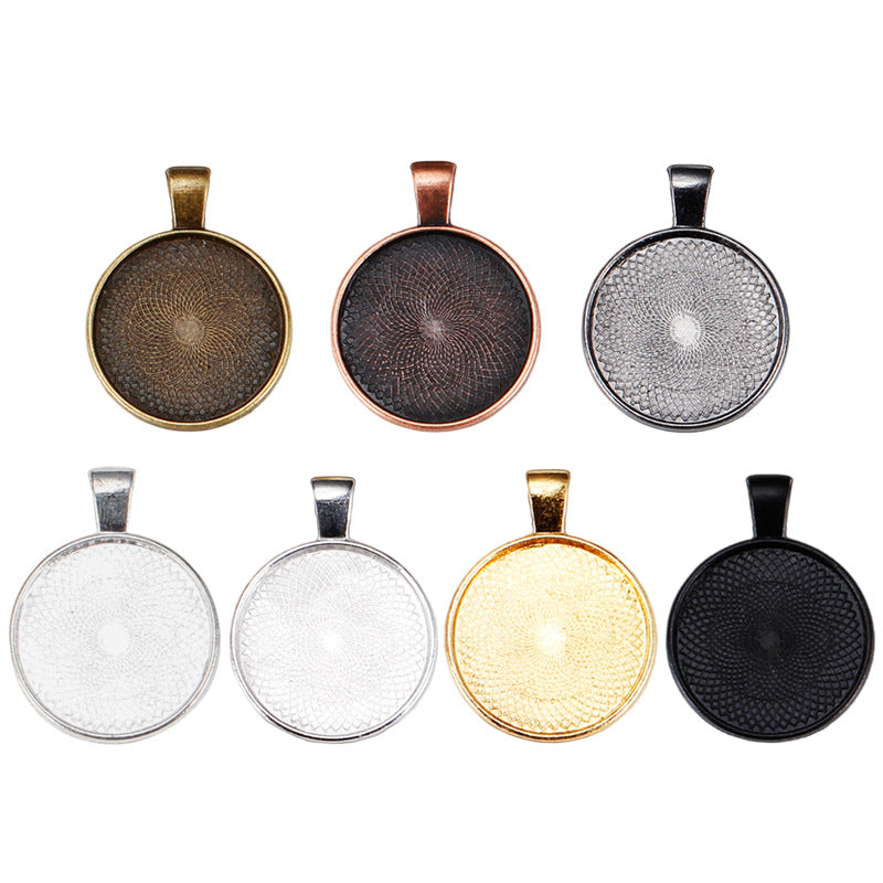 25mm Round Zinc Alloy Cabochon Tray Pendant Setting