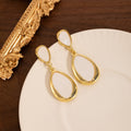 Elegant Light Luxury Vintage Alloy Oval Teardrop Oil Painting Enamel Statement Stud Drop Earrings view 3
