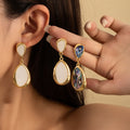 Elegant Light Luxury Vintage Alloy Oval Teardrop Oil Painting Enamel Statement Stud Drop Earrings view 1