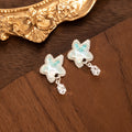 Elegant Mint Green Pearl Starfish Stud Drop Earrings With Rhinestone Alloy Beach Vacation Earrings view 2