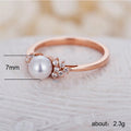 Rose Gold-Tone Pearl Ring With Floral Crystal Sprigs view 5
