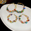 Faux Pearl Wrapped Round Hoop Earrings With Silver Pins Fresh Sweet Dopamine Style view 2