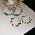 Faux Pearl Wrapped Round Hoop Earrings With Silver Pins Fresh Sweet Dopamine Style view 4