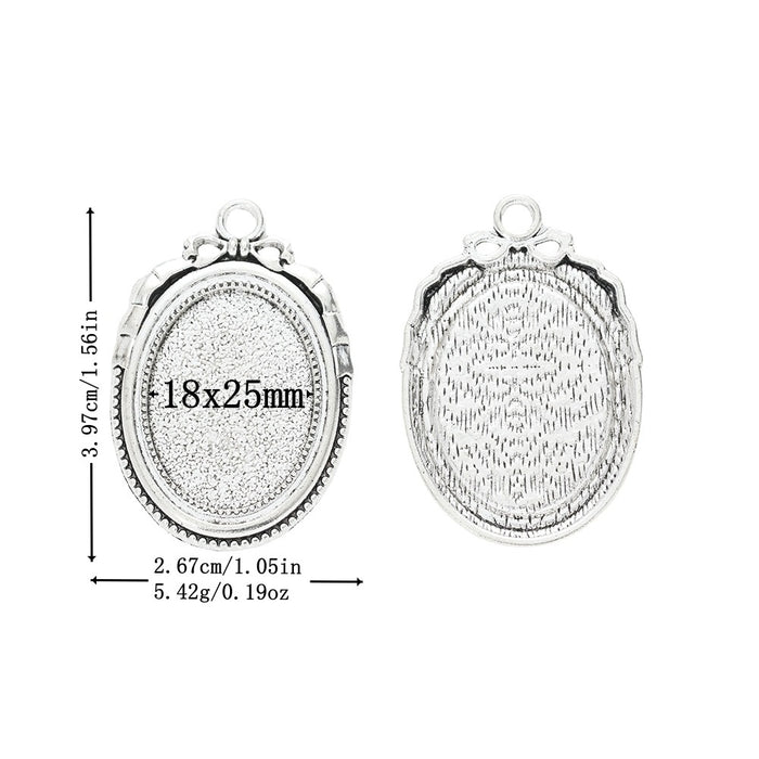 18x25mm Antique Silver Zinc Alloy Oval Bezel Charm Pendant for DIY Necklace Bracelet Jewelry Making