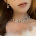Rhinestone Star Spliced Alloy Choker Necklace For Women, Minimalist Luxury Collarbone Chain view 1