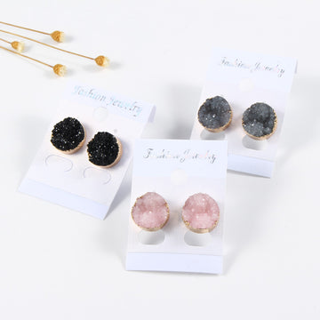 Gold Tone Round Crystal Cluster Stud Earrings in Eight Color Options