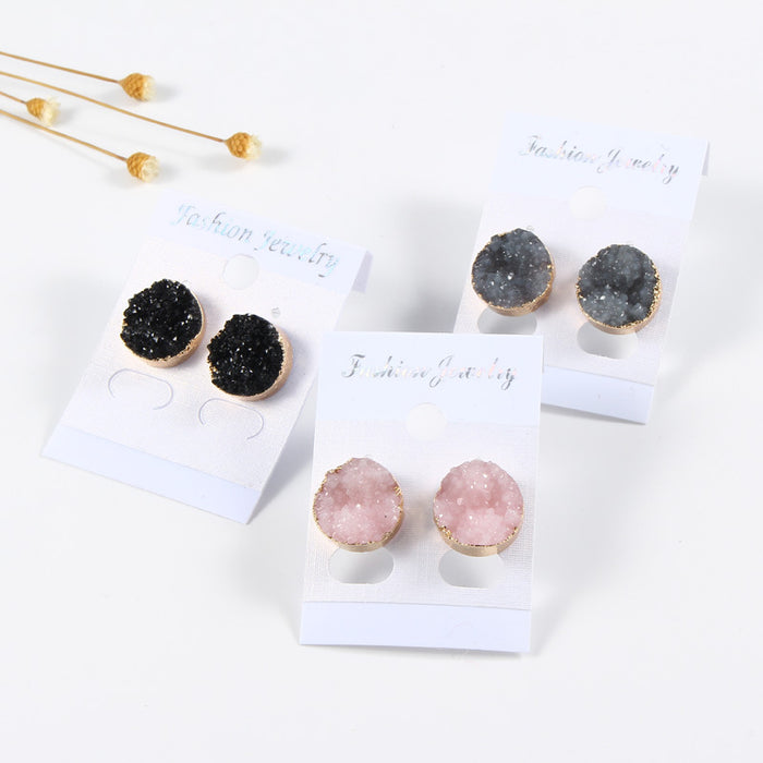 Gold Tone Round Crystal Cluster Stud Earrings in Eight Color Options