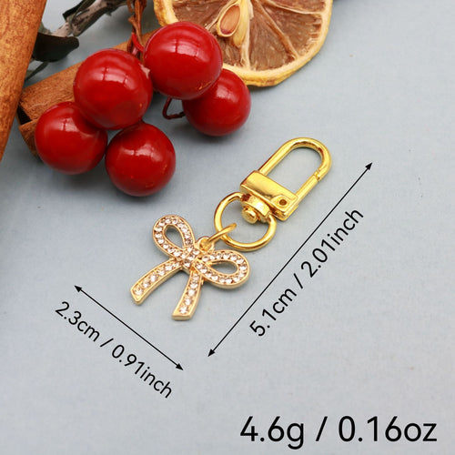 Zinc Alloy Crystal Bow Keychain Bag Charm