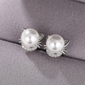 Cute Cat Ear Stud Earrings With Faux Pearl Elegant Daily Accessories For Girls view 3