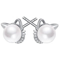 Cute Cat Ear Stud Earrings With Faux Pearl Elegant Daily Accessories For Girls view 2