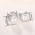 Cute Cat Ear Stud Earrings With Faux Pearl Elegant Daily Accessories For Girls view 4