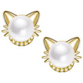 Cute Cat Ear Stud Earrings With Faux Pearl Elegant Daily Accessories For Girls view 5