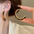 Iridescent Resin C Shape Stud Earrings European American Vintage Light Luxury Geometric Ear Jewelry view 3
