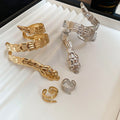 European American Irregular Metal Snake Open Cuff Bangle Jewelry Set view 4