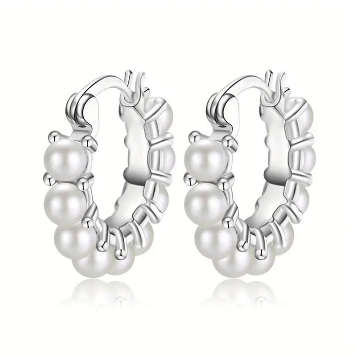 Gentle Faux Pearl Geometric Earrings For Women, Elegant Light Luxury Sweet Dress Accessories