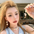 Irregular Shell And Starfish Pendant Jewelry Set, Beach Vacation Collarbone Necklace view 4