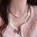 French Elegant Faux Pearl Beaded Rose Pendant Necklace Light Luxury Round Geometric Choker view 1