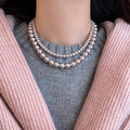 French Elegant Faux Pearl Beaded Rose Pendant Necklace Light Luxury Round Geometric Choker view 4